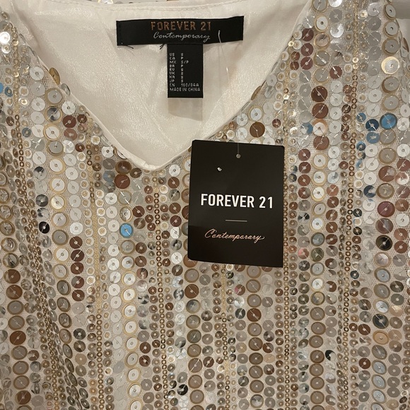 Forever 21 Silver Sequin Tank Top / New with Tags - Picture 3 of 4